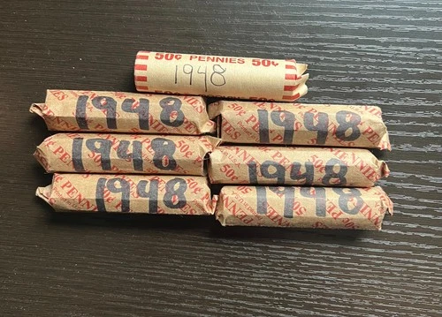 1 FULL ROLL OF 1948 P LINCOLN WHEAT CENTS PENNIES