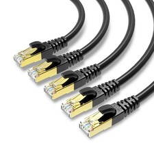 Black Cat 8 Ethernet Cable 5 FT 5 PCS Shielded SFTP Heavy Duty LAN Patch RJ45