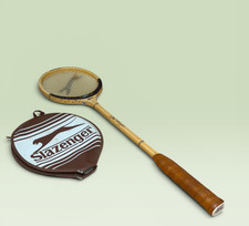 Slazenger 'The Whippet' Vintage Wooden Squash Racket + Original Cover 1960s