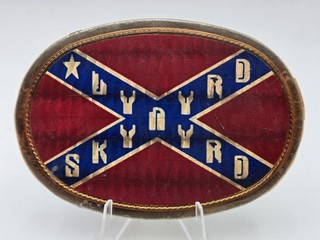 VINTAGE 1977 LYNYRD SKYNYRD BELT BUCKLE PACIFICA MFG ROCK BAND MEMORABILIA...