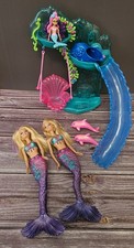 2010 Barbie Mermaid Tale Swim  Play Set - 2 Mermaid Barbies - 2 Pink Dolphins