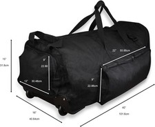 Brentmoor Drum Hardware Bag  Large Black Rolling Duffle Bag with Wheels