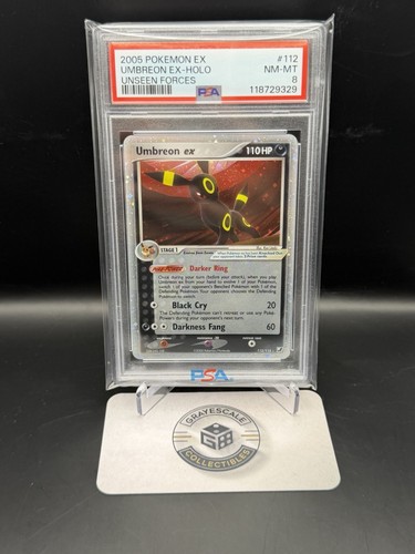Umbreon ex Holo Unseen Forces  112/115 Pokemon  Graded PSA  8 New Cert Big Swirl