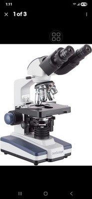 AmScope B120C Upright Compound Microscope Brand New With Sample Slides