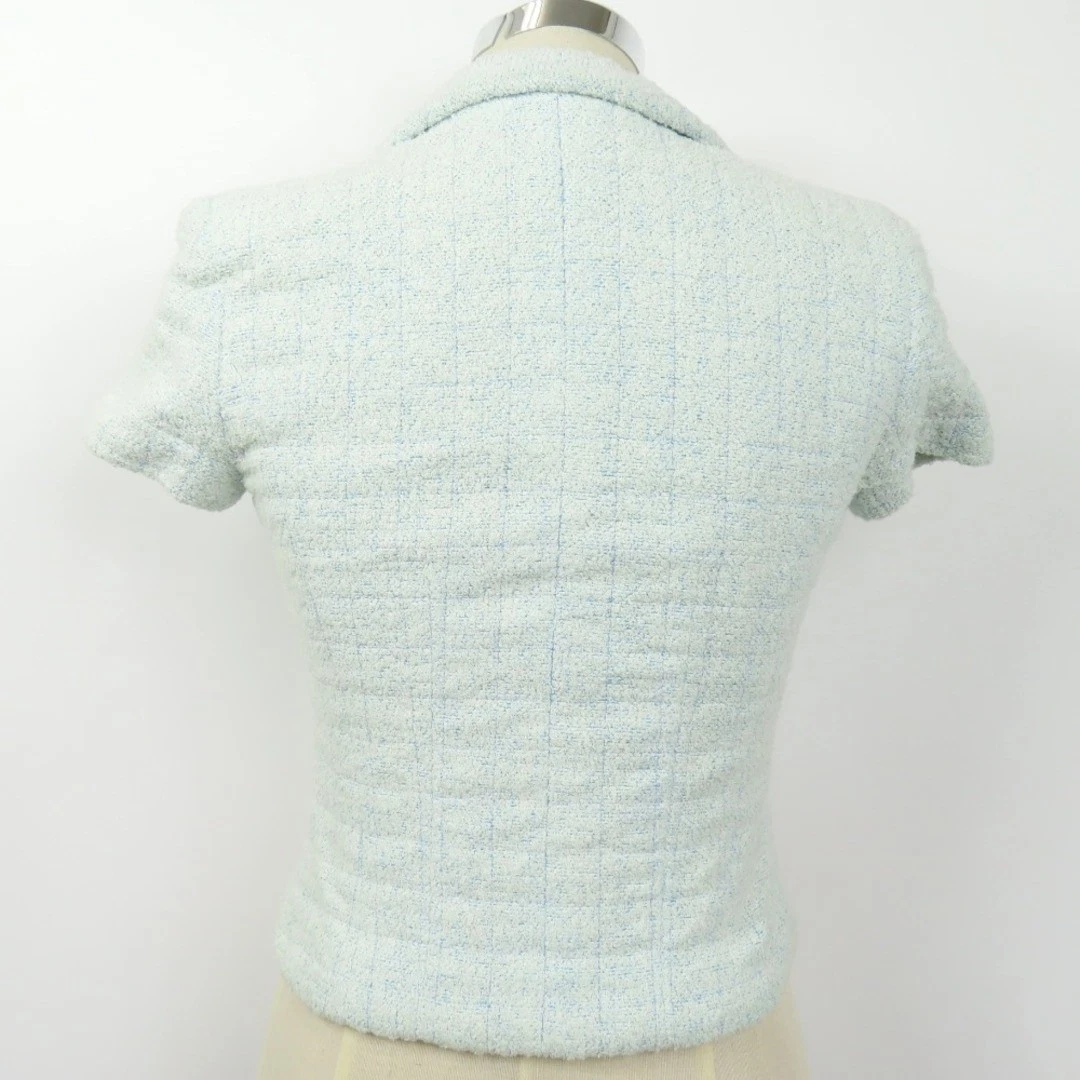 Giacca Chanel Buleather Cioccolato Tavoletta Punto Manica Corta 36 Capispalla Cotone Po