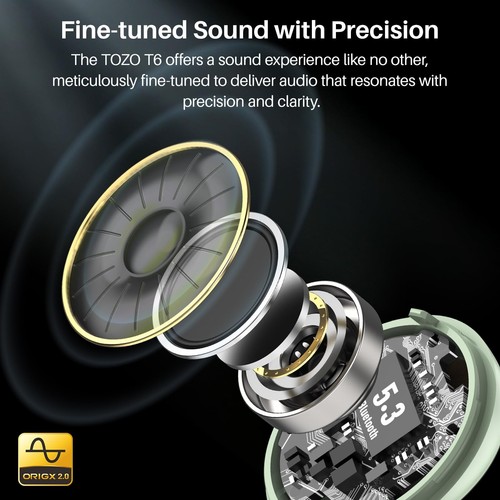 TOZO T6 Bluetooth 5.3 Wireless Earbuds AI Clear Calls Earphones IPX8  Waterproof - Picture 27 of 58