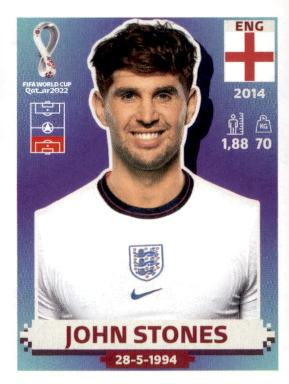 John Stones England 2022 Panini World Cup Sticker #ENG 9