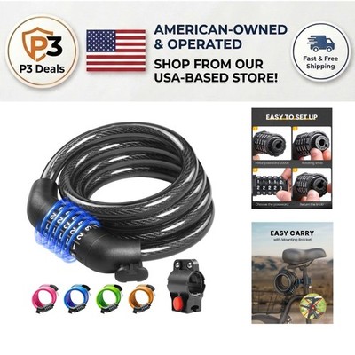High-Security 5-Digit Bike Lock with Mounting Bracket - Waterproof & Keyless