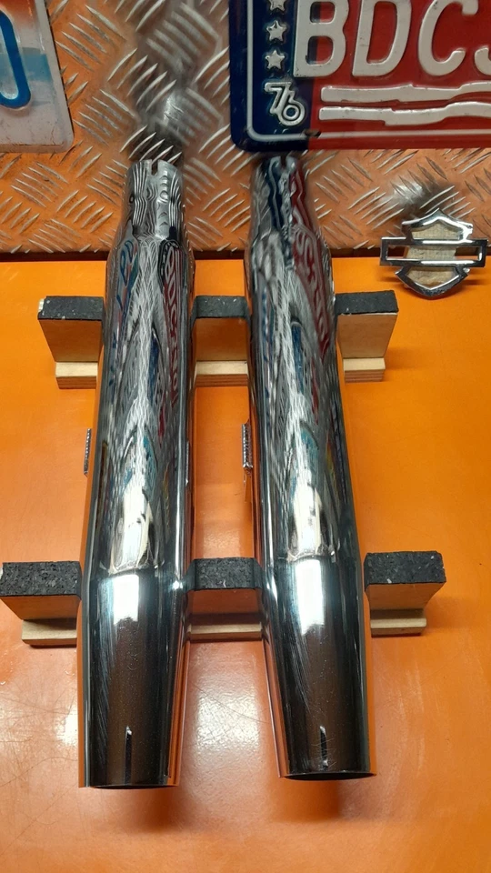 Harley Davidson terminali di scarico cromati tapered da 2,5" Softail Evolution - Immagine 4 di 4