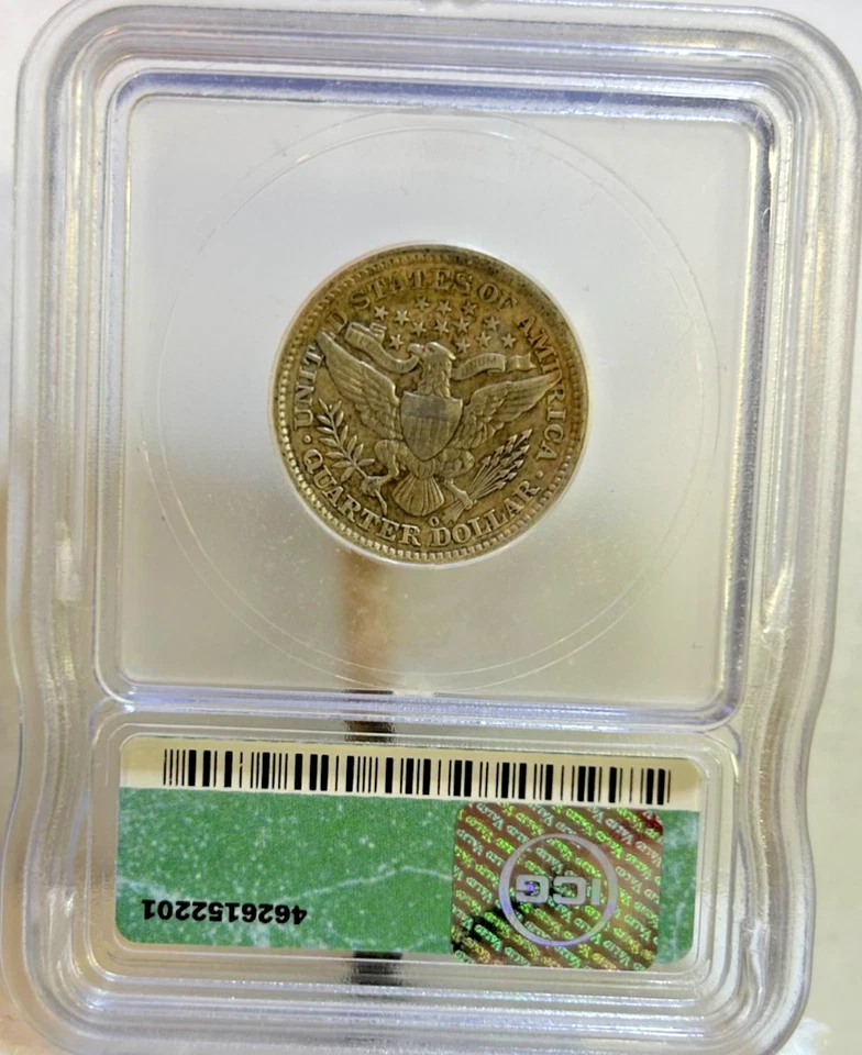 1893 - O Silver Barber Quarter AU53 Details ICG, Neat Old Coin, Great Details! - Image 4 of 4