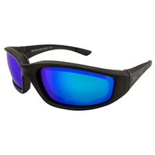 Epoch Eyewear Foam Sunglasses Black w/Blue Mirror Lens Padded