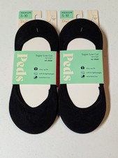 6 Pairs Peds Women's Size 5-10 Super Low Cut Lightweight Liner Socks Black