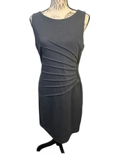 Ivanka Trump Gray Ruched Zipper Accent Sheath Sleeveless Midi Dress Size 10