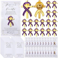 30 Set Funeral Memorial Ribbon Pins Personalized Cross Awareness Lapel Pin wi...