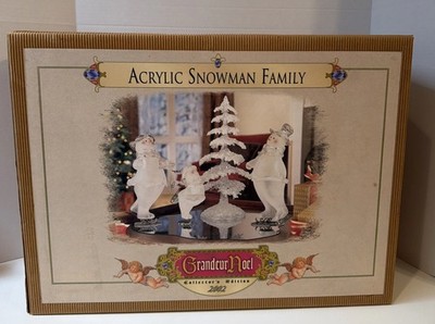 2002 Collector Series Grandeur Noel Ice Skating Acrylic Snowman Family Complete