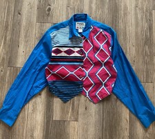 VTG BRUSH POPPER Womens Wrangler Western Wear Cropped Top Blue Button Down Sz: M