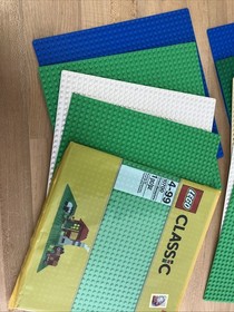 LEGO Baseplates Lot (9) + Sealed 10700 Green Baseplate &ndash; Blue White Tan Green