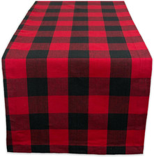 Buffalo Check Collection, Classic Farmhouse Table Runner, 14x72, Red  Black