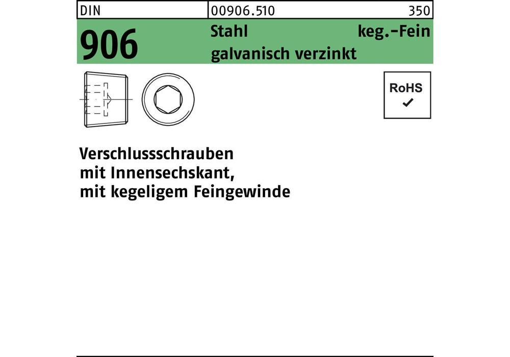 Reyher Verschlußschraube DIN 906 m.Innen-6-kant M 10 x 1 Stahl galvanisch вер...