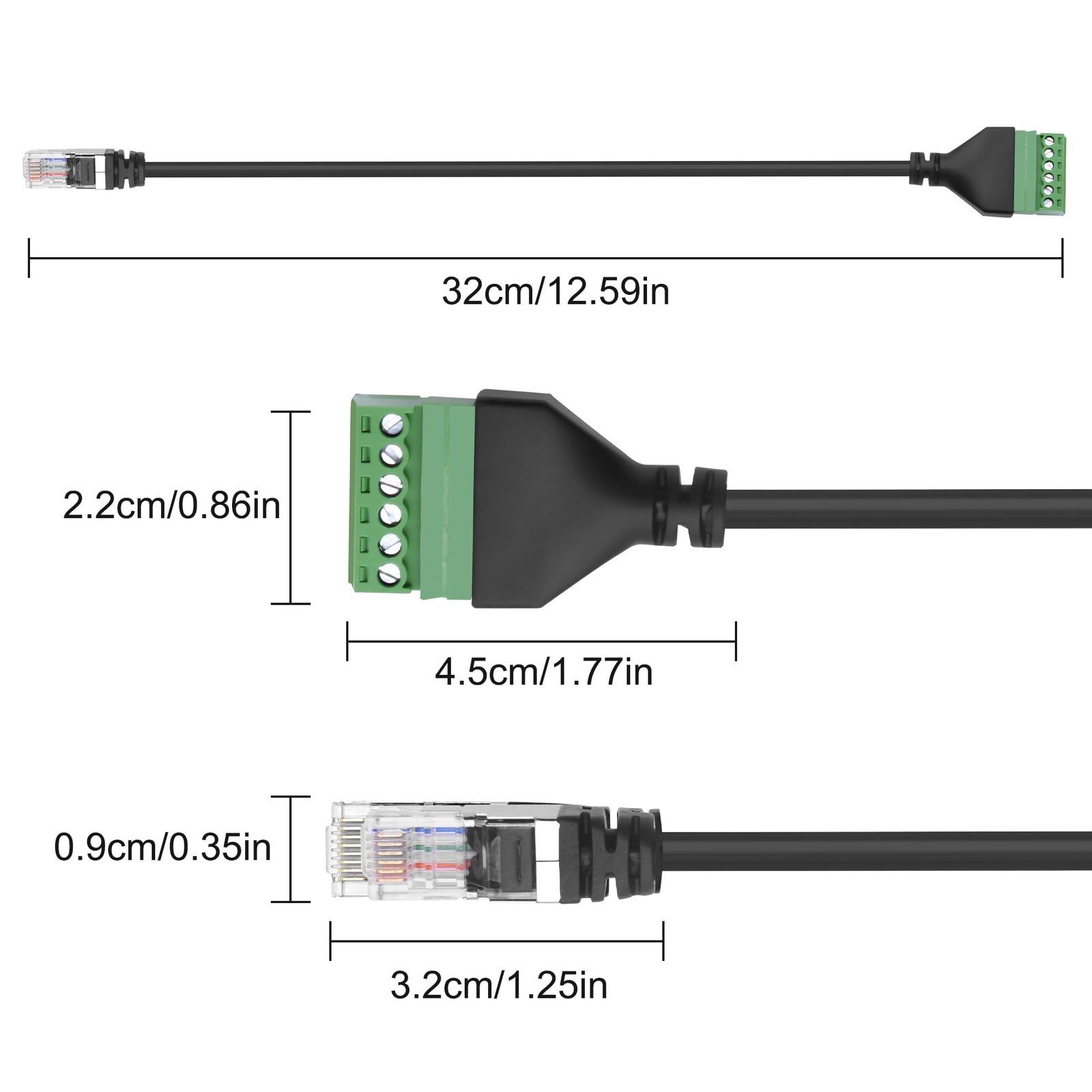 RJ12 Screw Terminal RJ12 6P6C to 6 Pin Solderless Connector Adapter Extension