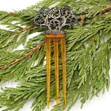 Sterling Silver 925 Antique Ornate Hair Pin/Comb