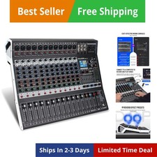 12-Channel Bluetooth Studio Audio Mixer 99 Bit DSP Digital Processor w/USB MP...