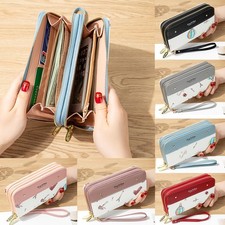 Women Wallet Leather Clutch Zipper Cash Purse Card Holder Wristlet Phone Handbag