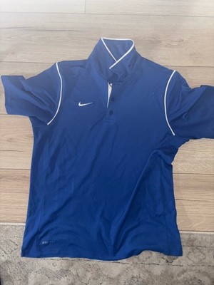Nike Dri Fit Active Polo Shirt Mens Medium Royal Blue White Swoosh Short Sleeve