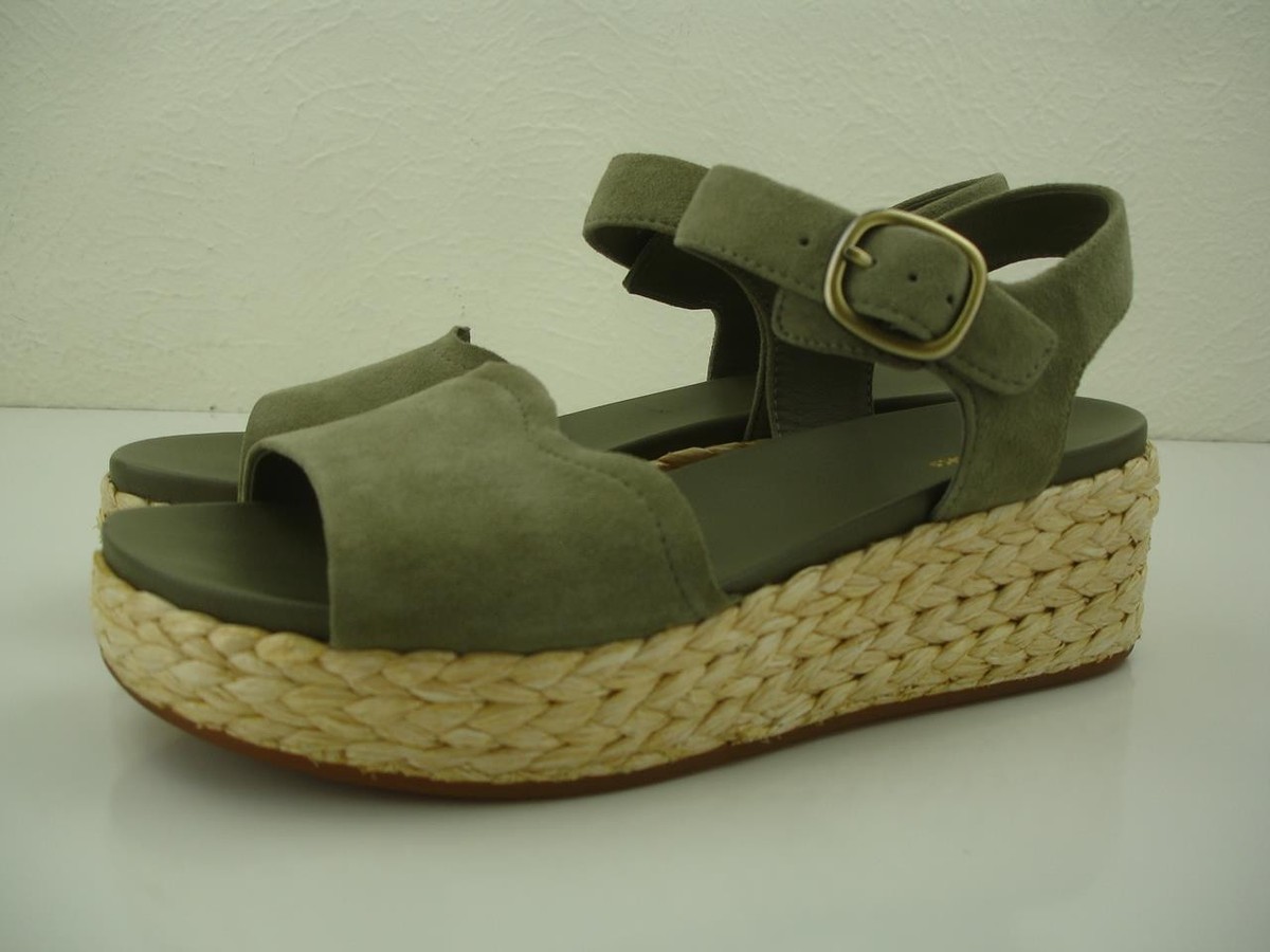 Clarks Women's sz 6.5 M Kimmei Way Green Suede Sandals Espadrille Wedge  Platform | eBay