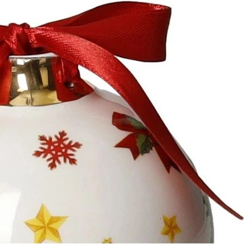 Palla di Natale Ceramica BRANDANI Christmas Babbo Natale Slitta Renne 10 cm, fotografia 4 di 9