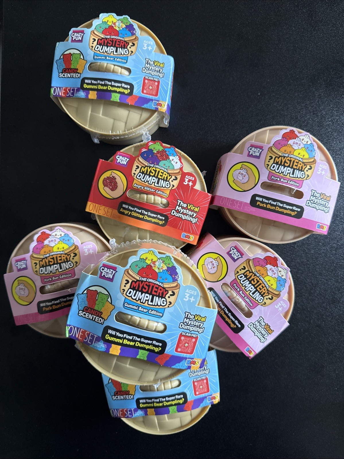 RMS Mystery Dumpling Combo Crazy Fun Bun - Oso de Goma, Bollo de Cerdo y Enojado Lote de 7