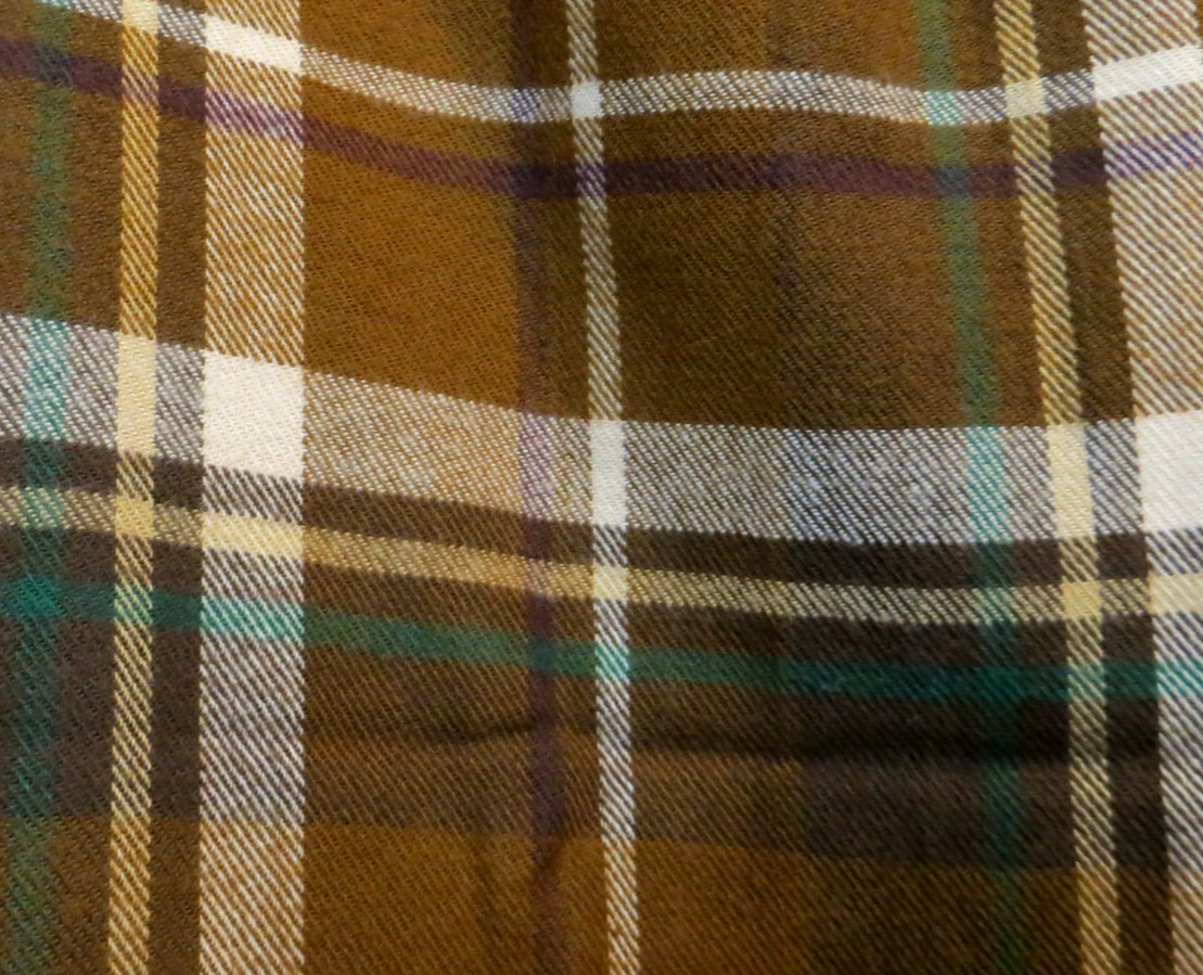 Scarf Rectangular Brown Multicolor Plaid Fringes … - image 1