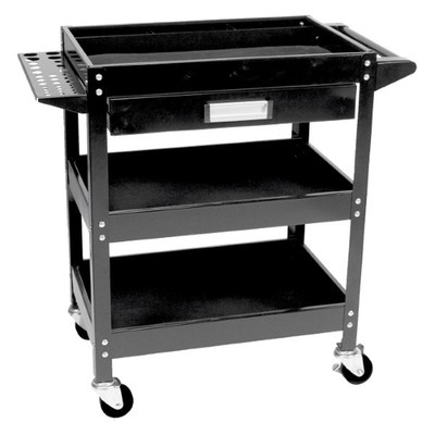 Performance Tool 24'' x 16'' x 31'' Black Steel 1-Drawer 3-Shelf Utility Cart