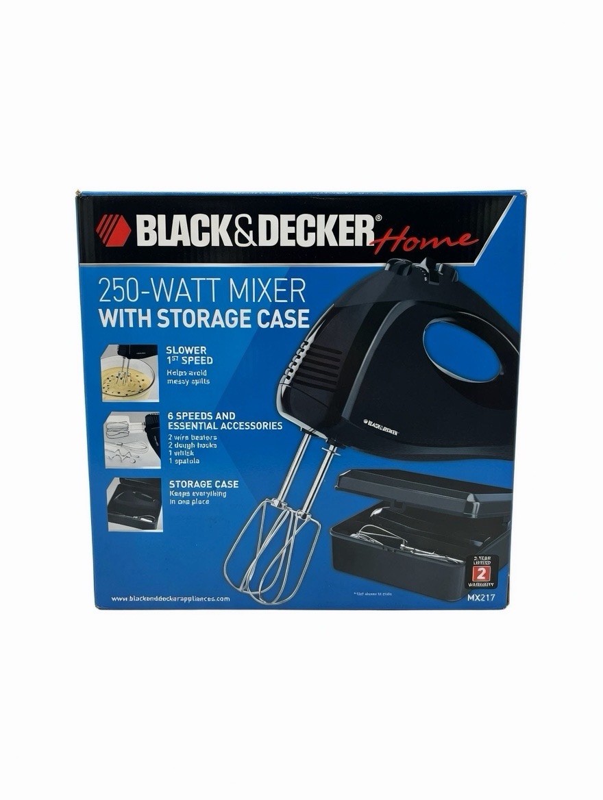 Black & Decker 6-Speed Hand Mixer 250W with Storage Case MX217 New