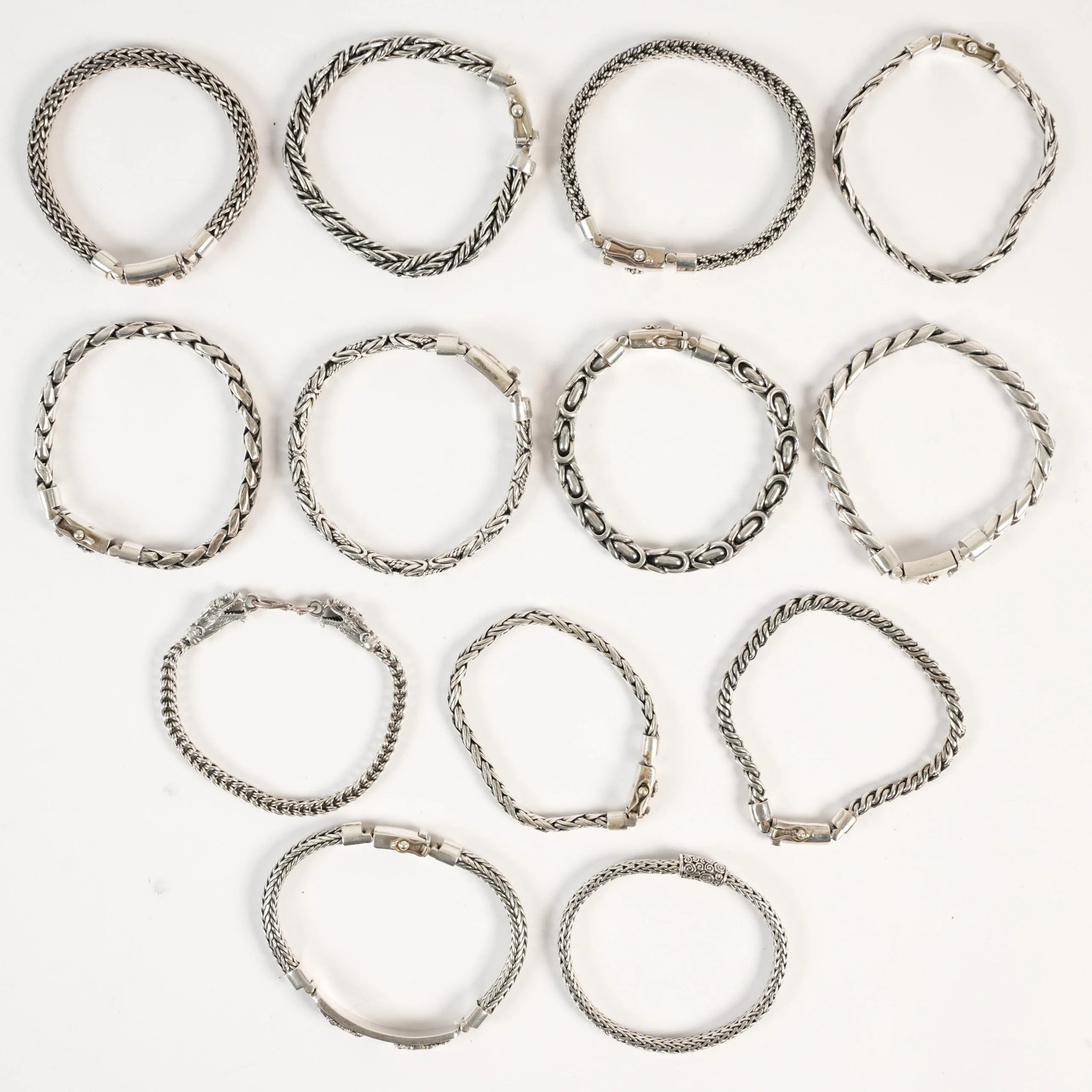 13x Assorted Sterling Silver Braclets 479.8g .925… - image 1
