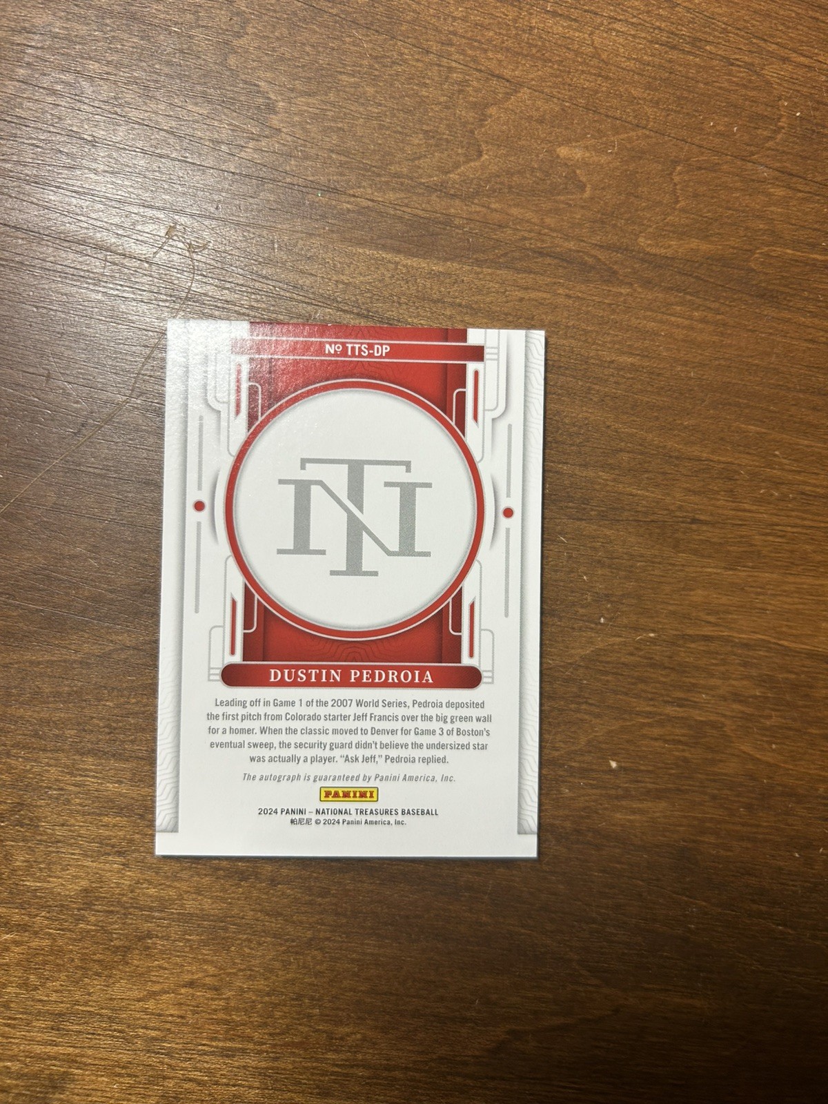 2024 Panini National Treasures Timeless Talents Auto Silver Dustin Pedroia /25 view 2