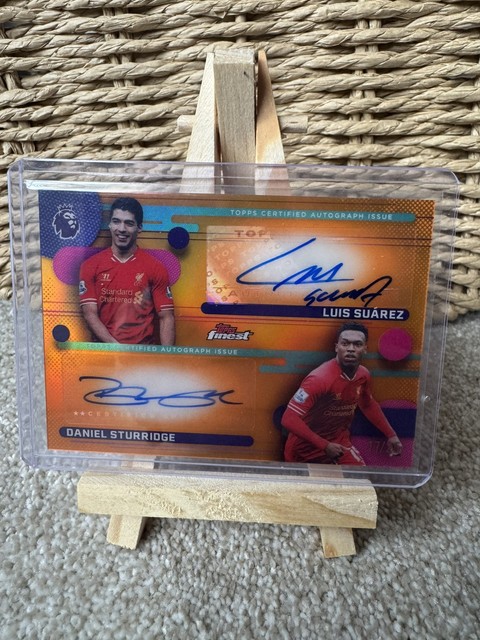 2025-26 Topps Finest Luis Suarez Daniel Sturridge Dual Auto Orange Liverpool /25