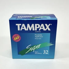 Vintage 1996 Tampax Tampons 32 Count Flushable Applicator Super Absorbency