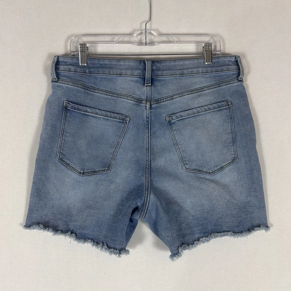 Pantalones Cortos de Jean Lauren Conrad Para Mujer 14 Cortos Tiro Alto Corte Botón Mosca Denim LC Foto 4 de 4