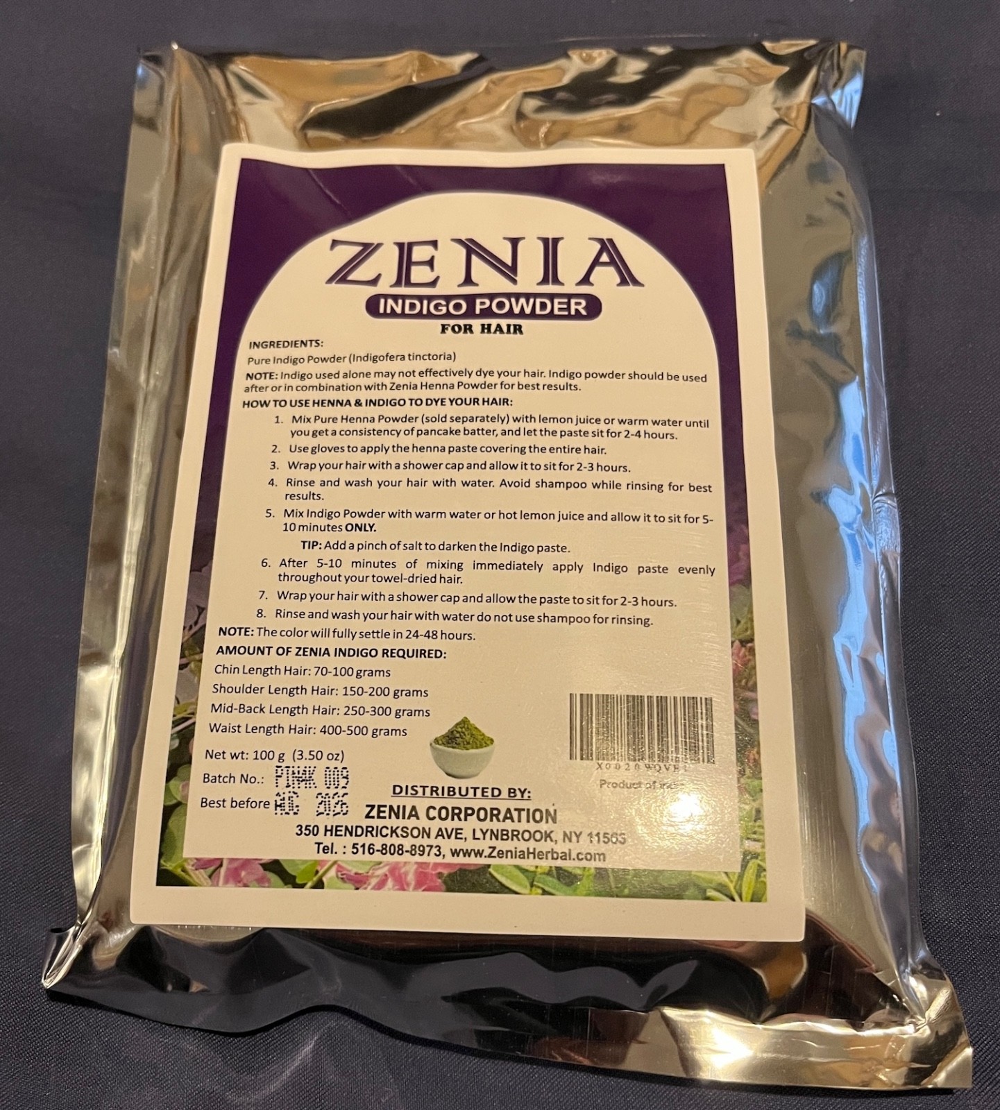 Zenia Indigo Powder For Hair -- 100g -- Natural Hair Color -- NEW !!!