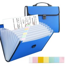 Extra Large 12 Pocket Accordion File Organizer with Handle - Portable Expanding