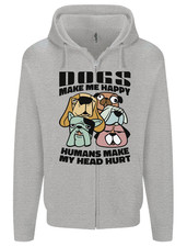 Dogs Make Me Happy Funny Mens Zip Up Hoodie