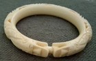 Early Plastic Double Dragon Head Bangle w/ Floral  Wrapped Celluloid/Resin — photo 10