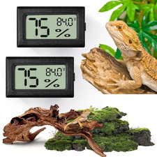 Reptile Thermometer and Humidity Gauge,2PCS Digital Hygrometer Adhesive Reptile