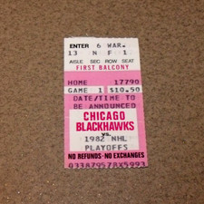 Chicago 1982 Ticket Bobby Smith Most Pts in Minnesota/Dallas NHL Playoff History