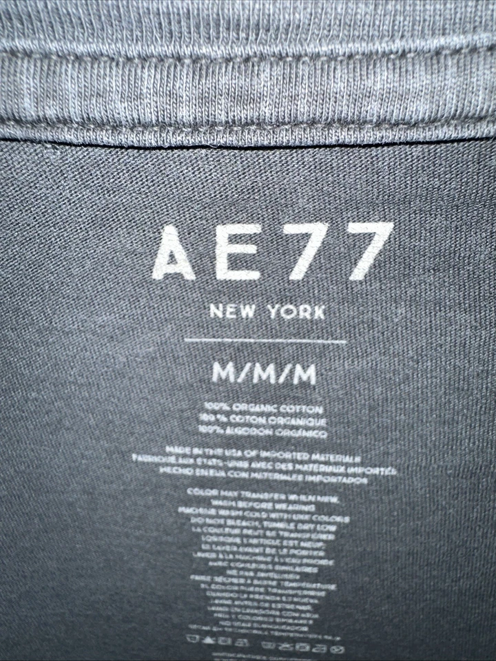 AE77 Organic Cotton Medium Faded Black Tee Shirt - Image 2 of 4