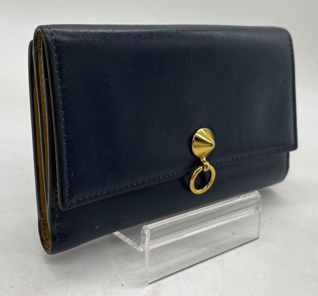 折りたたみ財布 FENDI AIR FORCE BLUE LEATHER WALLET Fendi Folding Wallet Leather Navy Blue | eBay