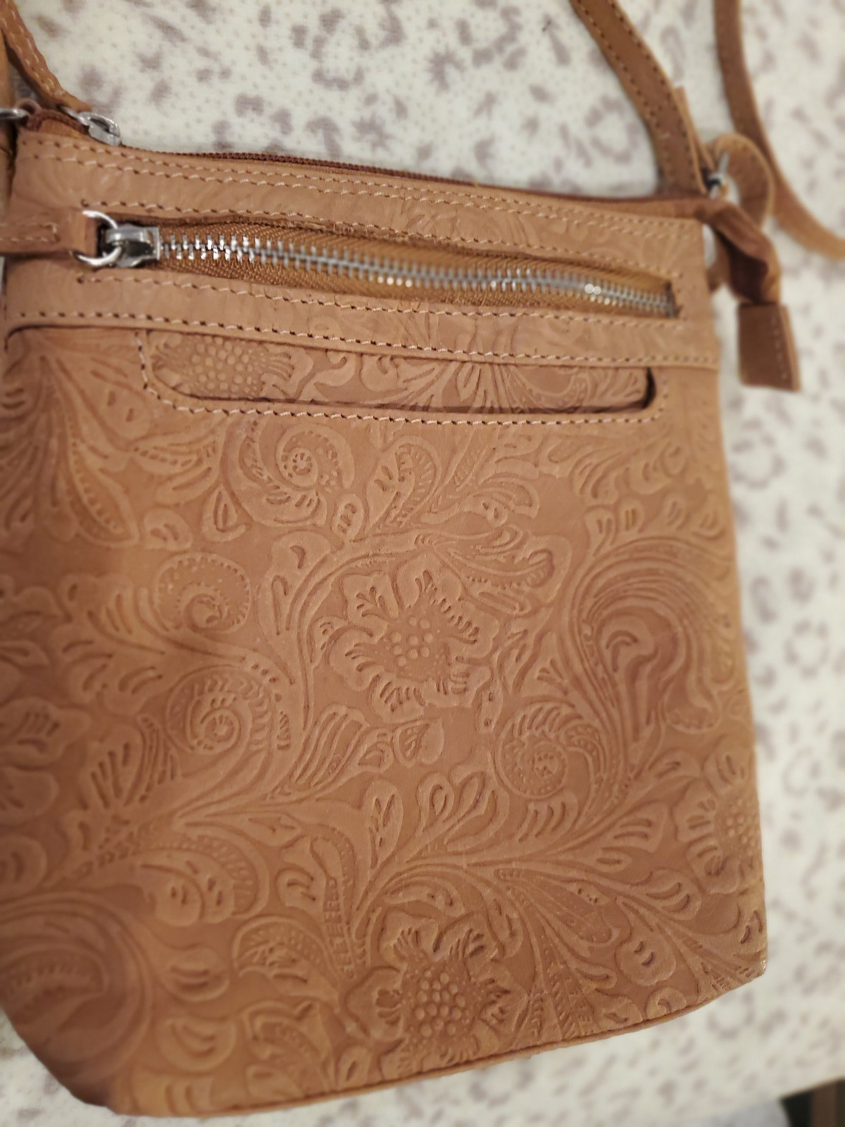 Bueno Soft Leather Embossed Adjustable Strap Cros… - image 1