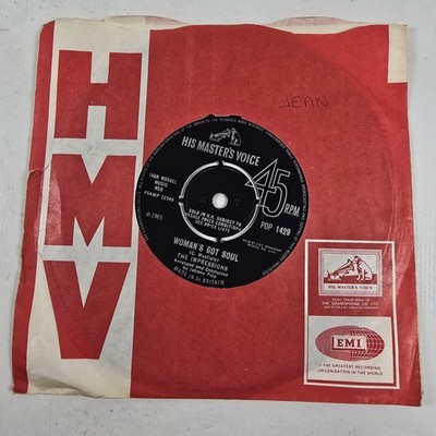 Impressions Woman's Got Soul / Get Up and Move Vinyl 7'' Single HMV 1965 VG+