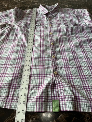 Camicia Tommy Bahama manica corta con bottoni XL viola grigio a quadri - Foto 4 di 4